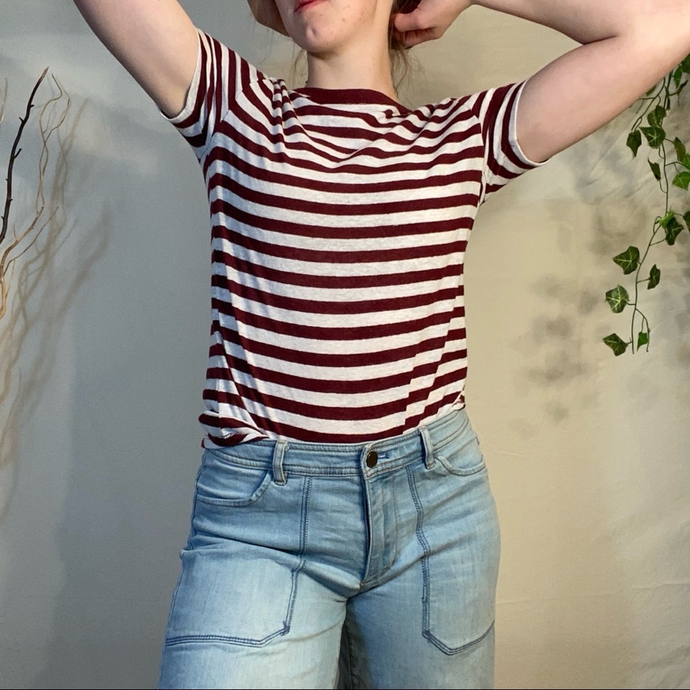 red and white stripped t shirt